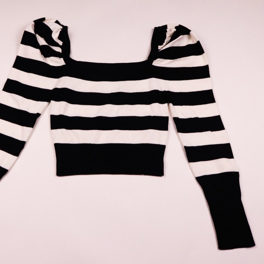 (Large) Puff Sleeve Crop Square Neck Stretched Long sleeve Large - Picture 3 of 5